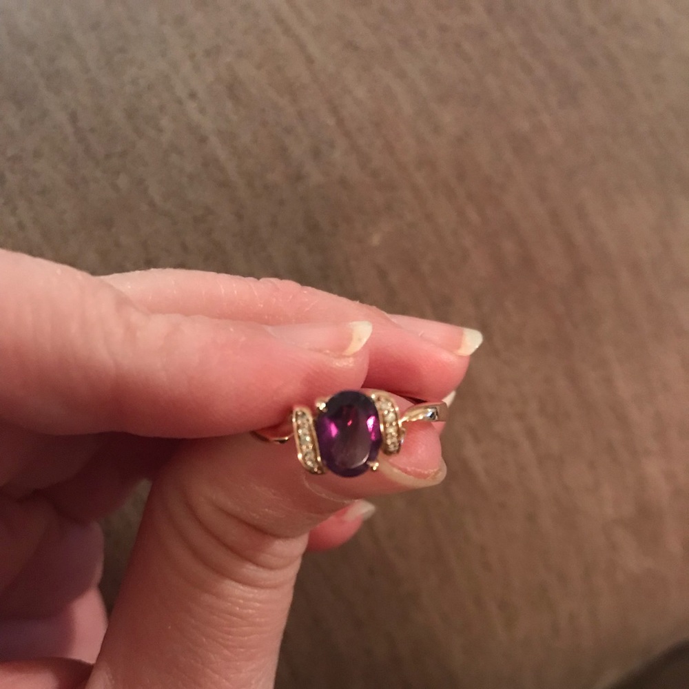 14 Kt Rose Gold Amethyst and Diamond Ring